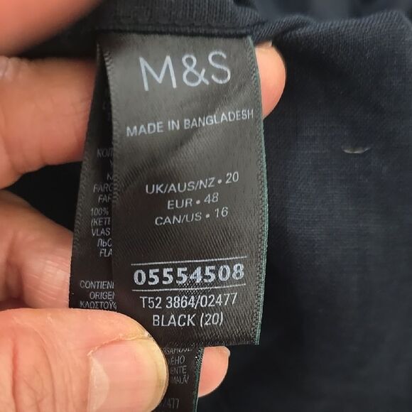 M&S PURE LINEN Black Lightweight Casual Button Down Shirt SIZE 20 - Picture 6 of 7